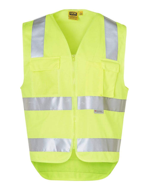 Australian Industrial Wear Work Wear 2XS / Yellow Hi-Vis safety vest with ID pocket & 3M tape SW42
