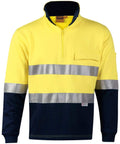 Australian Industrial Wear Work Wear Fluoro Yellow/Navy / S HI-VIS TWO TONE COTTON FLEECE SWEAT SW48