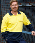 Australian Industrial Wear Work Wear Fluoro Orange/Navy / S HI-VIS TWO TONE COTTON FLEECY SWEAT SW47