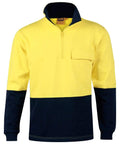 Australian Industrial Wear Work Wear Fluoro Yellow/Navy / S HI-VIS TWO TONE COTTON FLEECY SWEAT SW47