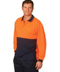 Australian Industrial Wear Work Wear Fluoro Orange/Navy / S High Visibility Long Sleeve Polo SW05CD