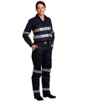 Australian Industrial Wear Work Wear Navy / 8 LADIES' HEAVY COTTON DRILL CARGO PANTS WITH 3M TAPES WP15HV