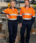Australian Industrial Wear Work Wear Fluoro Yellow/Navy Fluoro Orange/Navy / S LONG SLEEVE SAFETY SHIRT SW68