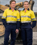 Australian Industrial Wear Work Wear Orange/Navy / 2XS LONG SLEEVE SAFETY SHIRT SW69