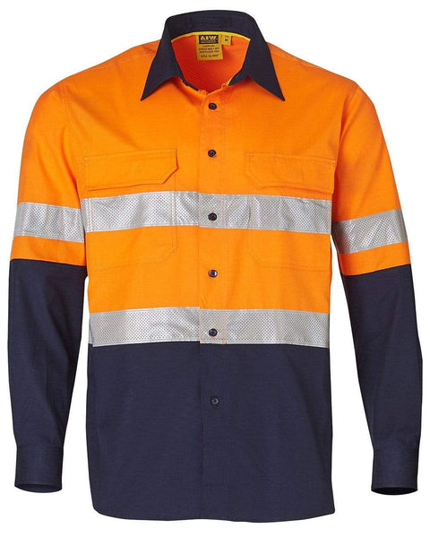 Australian Industrial Wear Work Wear Orange/Navy / 2XS long sleeve SAFETY SHIRT SW69