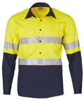 Australian Industrial Wear Work Wear Yellow/Navy / 2XS long sleeve SAFETY SHIRT SW69
