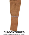 Australian Industrial Wear Work Wear Khaki / 74L PRE-SHRUNK DRILL PANTS WITH 3M TAPES Long Leg WP13HV