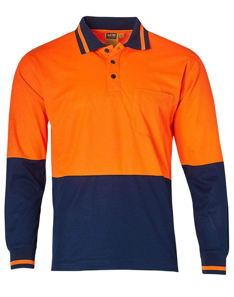 Australian Industrial Wear Work Wear Fluoro Orange/Navy / S SAFETY POLO SW11