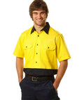 Australian Industrial Wear Work Wear Fluoro Orange/Navy / S SHORT SLEEVE SAFETY SHIRT SW57