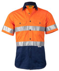 Australian Industrial Wear Work Wear Fluoro Orange/Navy / S SHORT SLEEVE SAFETY SHIRT SW59