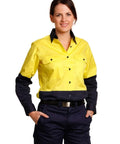 Australian Industrial Wear Work Wear Fluoro Orange/Navy / 8 WOMEN'S LONG SLEEVE SAFETY SHIRT SW64