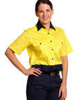 Australian Industrial Wear Work Wear Fluoro Orange/Navy / 8 WOMEN'S SHORT SLEEVE SAFETY SHIRT SW63