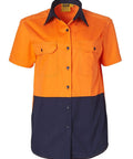 Australian Industrial Wear Work Wear Fluoro Orange/Navy / 8 Women's SHORT SLEEVE SAFETY SHIRT SW63
