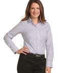 Benchmark Corporate Wear BENCHMARK Ladies' Executive Sateen Stripe Long Sleeve Shirt M8310L