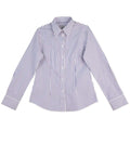 Benchmark Corporate Wear White/Cobalt / 6 BENCHMARK Ladies' Executive Sateen Stripe Long Sleeve Shirt M8310L