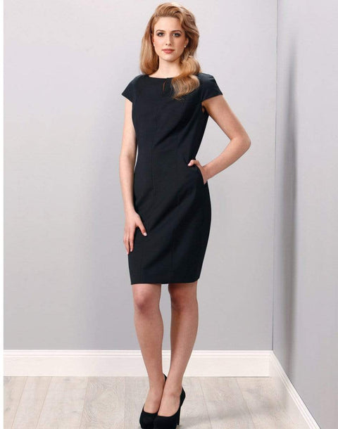 Benchmark Corporate Wear BENCHMARK Ladies’ Wool Blend Stretch Cap Sleeve Dress M9281