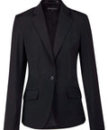 Benchmark Corporate Wear Charcoal / 6 BENCHMARK Ladies’ Wool Blend Stretch One Button Cropped Jacket M9201