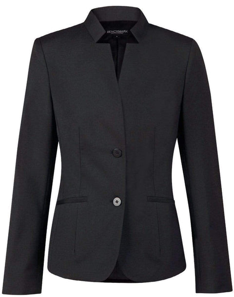 Benchmark Corporate Wear Charcoal / 6 BENCHMARK Ladies’ Wool Blend Stretch Reverse Lapel Jacket M9202