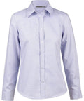 Benchmark Corporate Wear 6 BENCHMARK Laides’ Dot Contrast Long Sleeve Shirt- white blue dot M8922