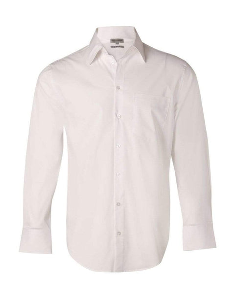 Benchmark Corporate Wear White / 42 BENCHMARK Men's Cotton/Poly Stretch Long Sheeve Shirt M7020L