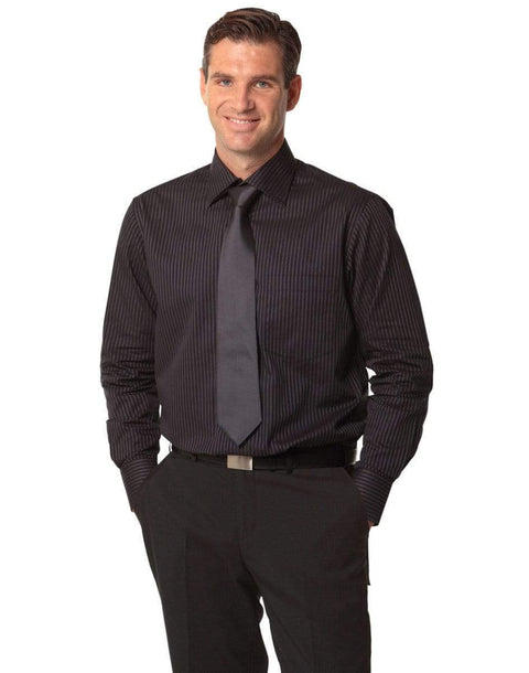 Benchmark Corporate Wear BENCHMARK Men's Dobby Stripe long sleeve shirt M7132