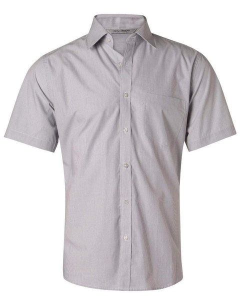 Benchmark Corporate Wear Silver Grey / 38 BENCHMARK Men's Fine Stripe Short Sleeve Shirt M7211