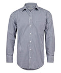 Benchmark Corporate Wear Navy/White / XS BENCHMARK Men’s Gingham Check Long Sleeve Shirt with Roll-up Tab Sleeve M7300L
