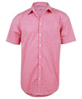 Benchmark Corporate Wear Red/White / XS BENCHMARK Men’s Gingham Check Short Sleeve Shirt M7300S