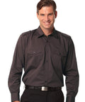 Benchmark Corporate Wear Mocha / S BENCHMARK Men's Long Sleeve Military Shirt M7912