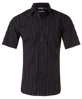 Benchmark Corporate Wear Navy/White / 38 BENCHMARK Men's Pin Stripe Short Sleeve Shirt M7221