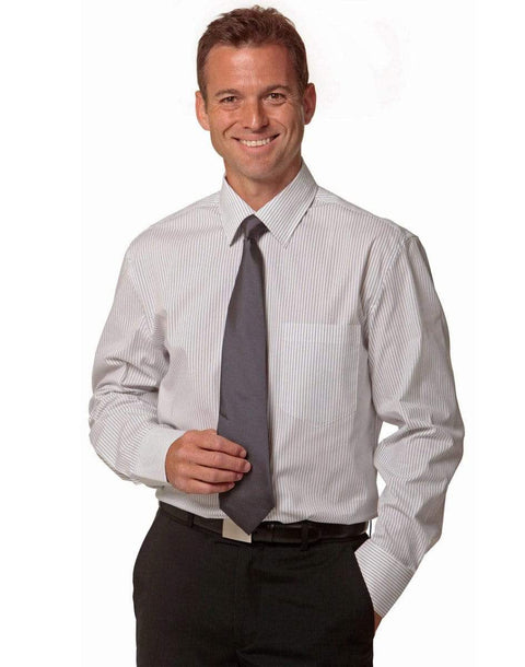 Benchmark Corporate Wear BENCHMARK Men's Ticking Stripe Short Sleeve Shirt M7200S