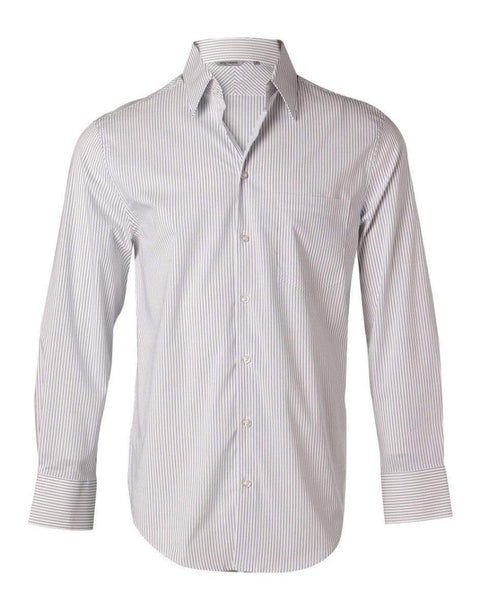 Benchmark Corporate Wear White/Blue / 40 BENCHMARK Men's Ticking Stripe Short Sleeve Shirt M7200S