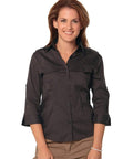 Benchmark Corporate Wear Mocha / 6 BENCHMARK Women's 3/4 Sleeve Military Shirt M8913
