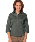 Benchmark Corporate Wear Khaki / 6 BENCHMARK Women's 3/4 Sleeve Military Shirt M8913