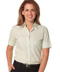 Benchmark Corporate Wear Mint/White / 6 BENCHMARK Women's Balance Stripe Short Sleeve Shirt  M8234