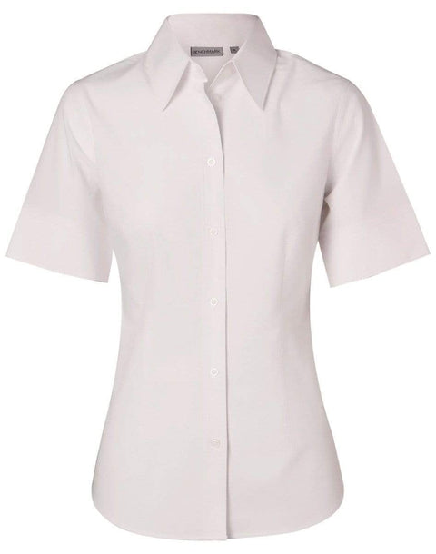 Benchmark Corporate Wear White / 6 BENCHMARK Women's Cotton/Poly Stretch Sleeve Shirt M8020S