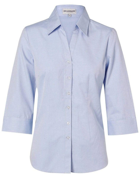 Benchmark Corporate Wear Blue / 6 BENCHMARK Women's CVC Oxford 3/4 Sleeve Shirt M8040Q