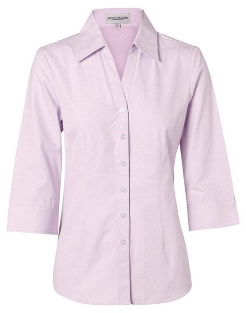 Benchmark Corporate Wear Lilac / 6 BENCHMARK Women's CVC Oxford 3/4 Sleeve Shirt M8040Q