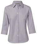 Benchmark Corporate Wear Silver Grey / 6 BENCHMARK Women's Fine Stripe 3/4 Sleeve Shirt M8213