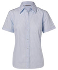 Benchmark Corporate Wear Pale Blue / 6 BENCHMARK Women's Fine Stripe Short Sleeve Shirt M8211