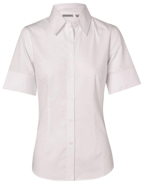 Benchmark Corporate Wear White / 6 BENCHMARK Women's Fine Twill Short Sleeve Shirt  M8030S