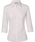 Benchmark Corporate Wear White / 6 BENCHMARK Women's Mini Herringbone 3/4 Sleeve Shirt M8113