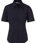 Benchmark Corporate Wear Navy/White / 6 BENCHMARK Women's Pin Stripe Short Sleeve Shirt M8224