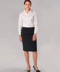 Benchmark Corporate Wear BENCHMARK Women's Poly/Viscose Stretch Stripe Mid Length Lined Pencil Skirt M9472
