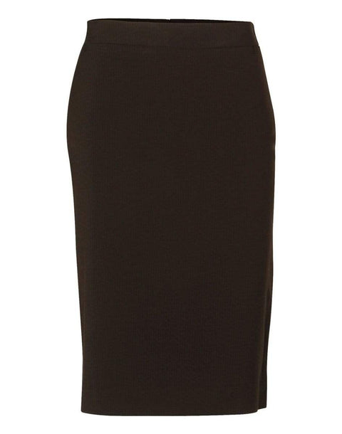 Benchmark Corporate Wear Black/Charcoal / 6 BENCHMARK Women's Poly/Viscose Stretch Stripe Mid Length Lined Pencil Skirt M9472