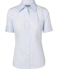 Benchmark Corporate Wear Pale Blue / 6 BENCHMARK Women's Self Stripe Short Sleeve Shirt M8100S