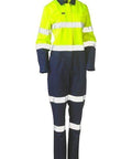 Bisley Work Wear Work Wear Yellow/Navy / 6 Bisley WOMENS TAPED HI VIS COTTON DRILL COVERALL BCL6066T