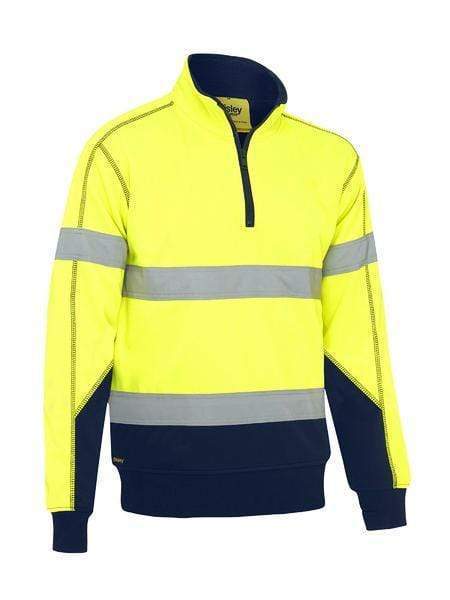 Bisley Workwear Work Wear Yellow/Navy / XS Bisley TAPED HI VIS FLEECE PULLOVER WITH SHERPA  BK6987T