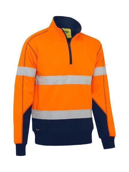 Bisley Workwear Work Wear Orange/Navy / XS Bisley TAPED HI VIS FLEECE PULLOVER WITH SHERPA  BK6987T