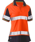 Bisley Workwear Work Wear Orange/Navy / 6 Bisley WOMENS SHORT SLEEVE TAPED TWO TONE HI VIS V-NECK POLO BKL1225T